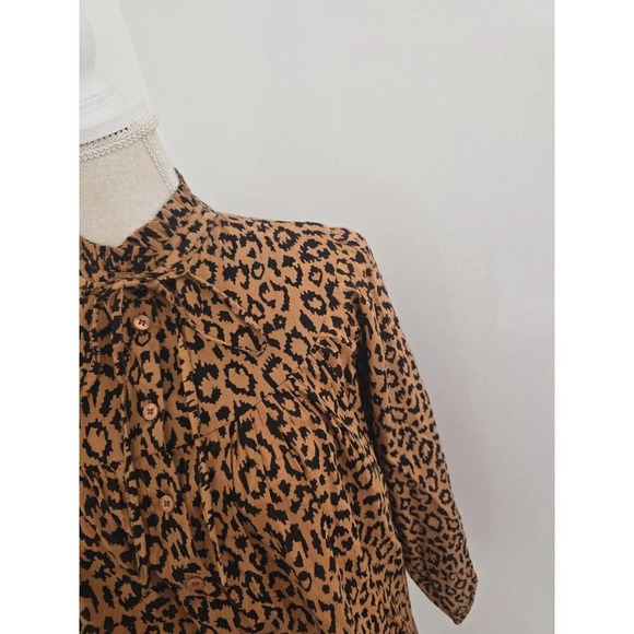 India Collection Emerson Fry Emmaline Organic Cotton Leopard Blouse Shirt XS - Picture 5 of 13